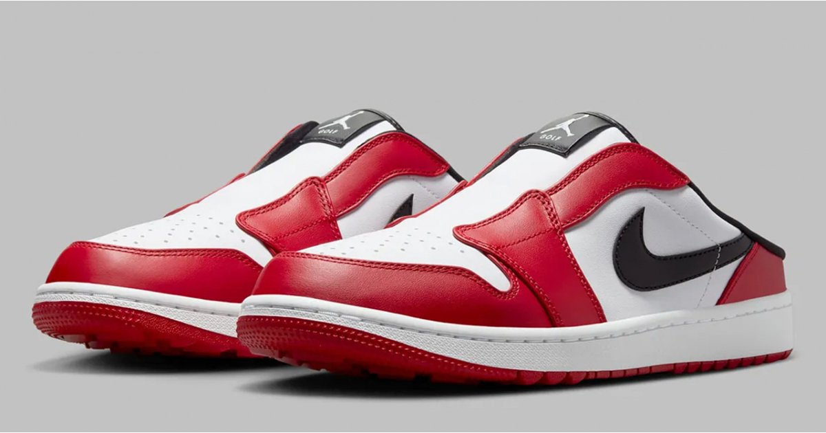 L'emblématique Air Jordan 1 Chicago de Nike se présente désormais sous une forme à enfiler Golf Mule plutôt cool et plutôt dégoûtante