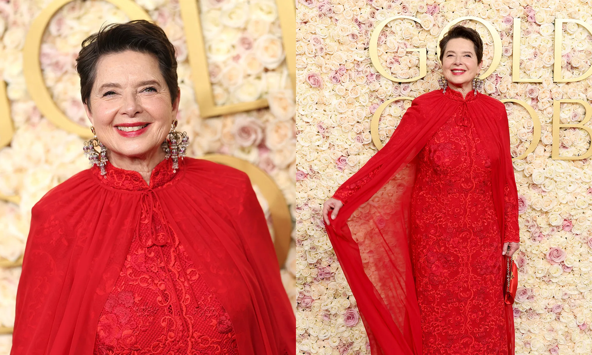 Isabella Rossellini prouve le pouvoir d'une belle lèvre rouge aux Golden Globe Awards 2025