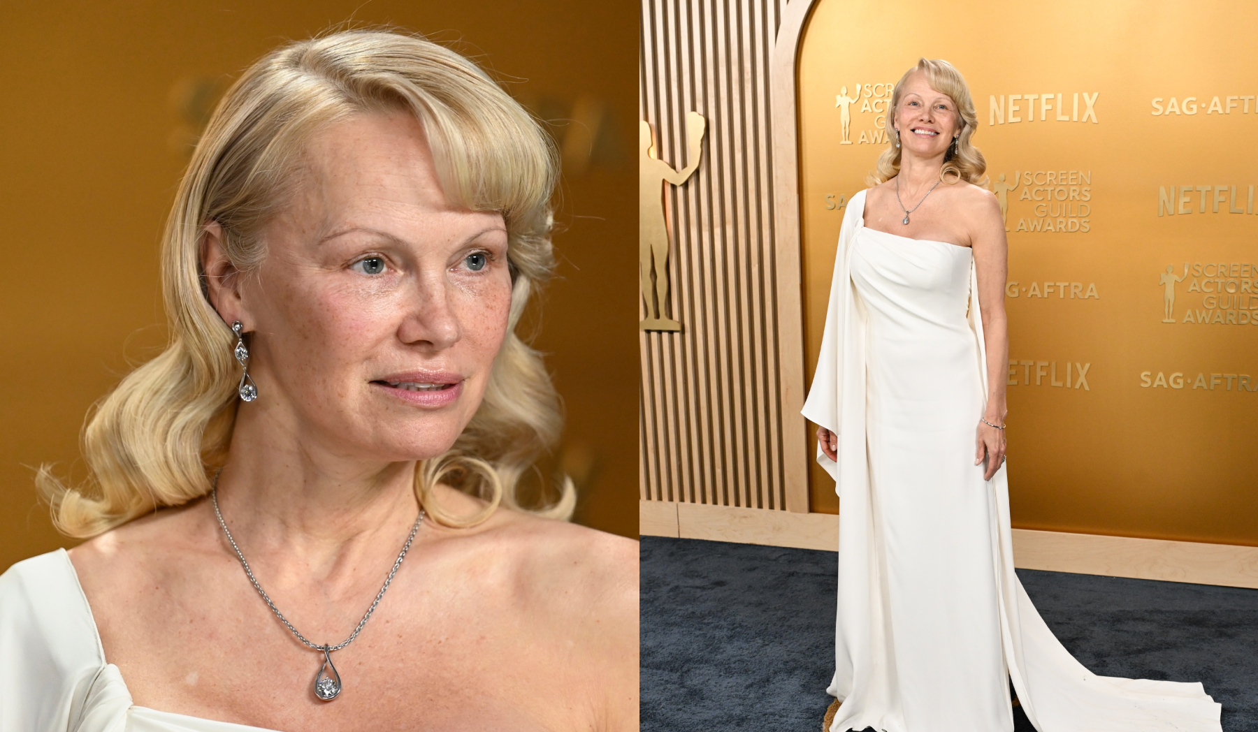 Pamela Anderson fait une entrée éthérée dans une robe Dior fluide aux SAG Awards 2025 Red Carpet