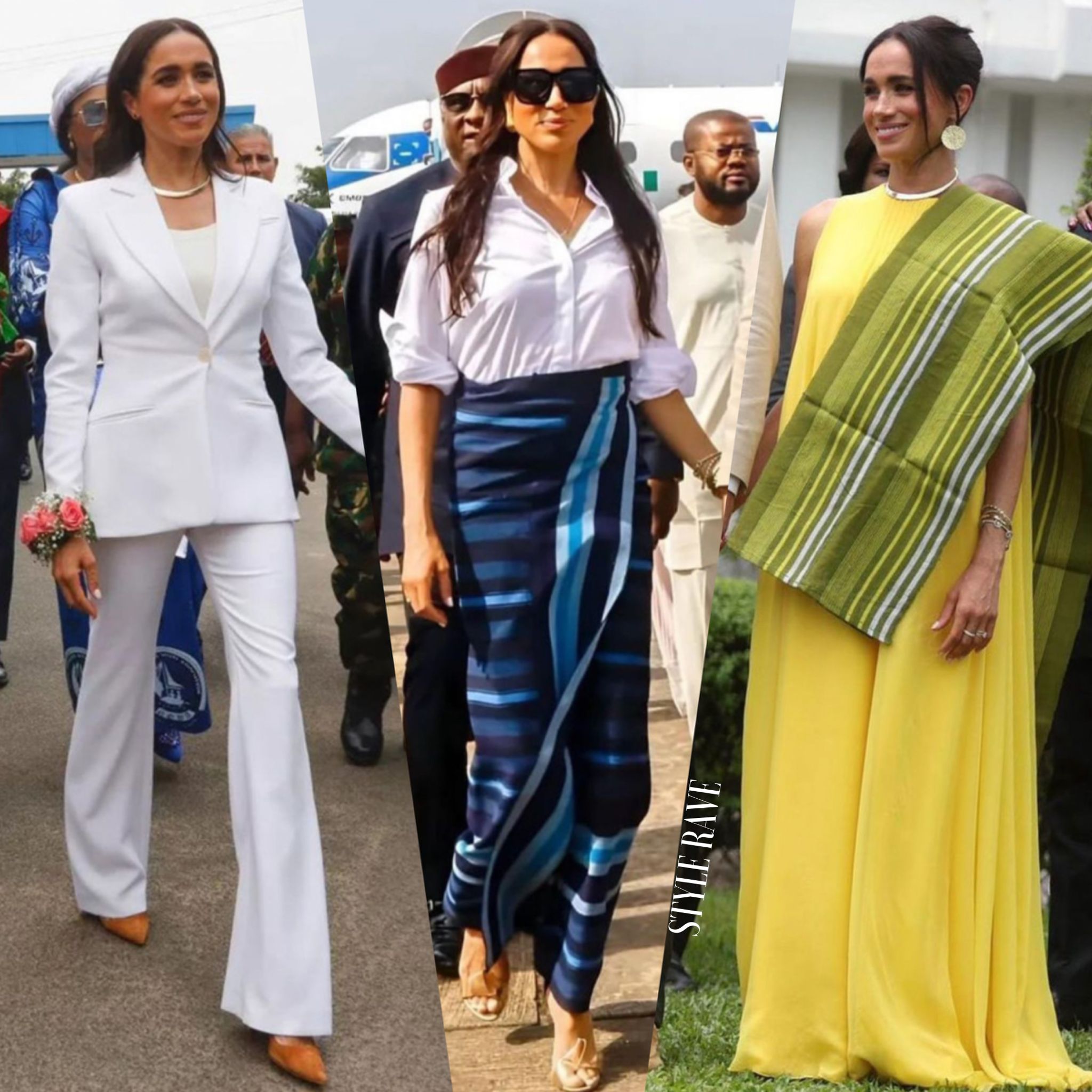 Détails sur toutes les tenues chics repérées sur Meghan Markle lors de sa tournée au Nigeria